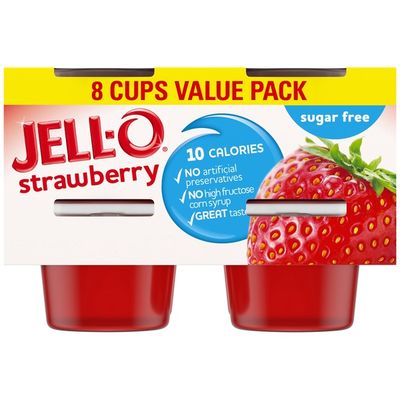 Jell-O Strawberry Sugar Free Ready-to-Eat Jello Cups Gelatin Snack Value Pack