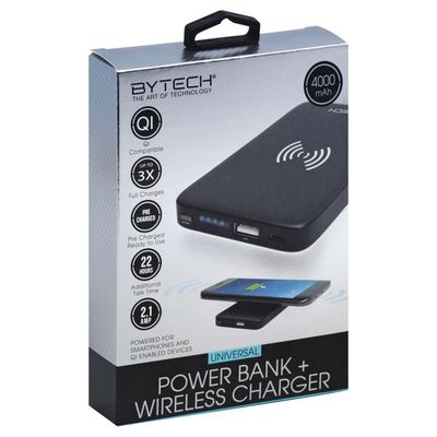Bytech Power Bank + Wireless Charger, Universal