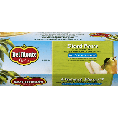 Del Monte Diced Pears in Water, No Sugar Added Fruit Cups