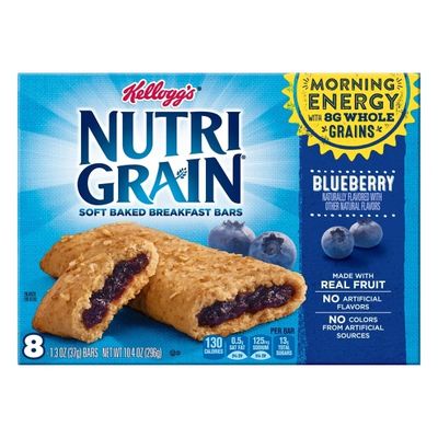Kellogg's Nutri-Grain Soft Baked Breakfast Bars, Made with Real Fruit and Whole Grains, Kids Snacks, Blueberry