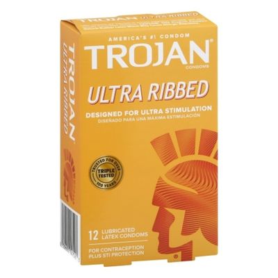 Trojan Ultra Ribbed Premium Lubricant Latex Condoms