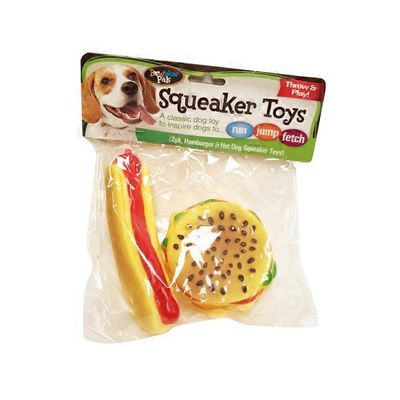 Bow Wow Hamburger And Hotdog Vinyl Squeaker Toys (740985886618)