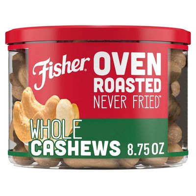 Fisher Oven Roasted Never Fried Whole Cashews with Sea Salt