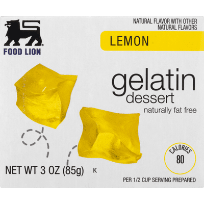 Food Lion Gelatin Dessert, Lemon, Box
