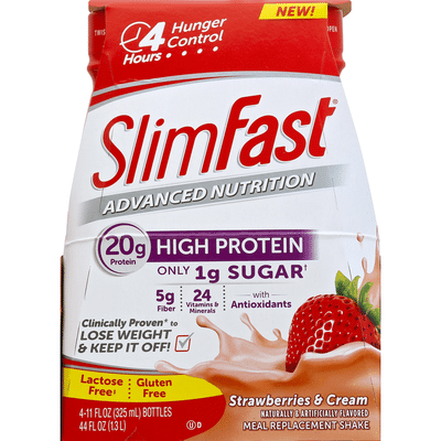 Slim-Fast Meal Replacement Shake, Strawberries & Cream, High Protein