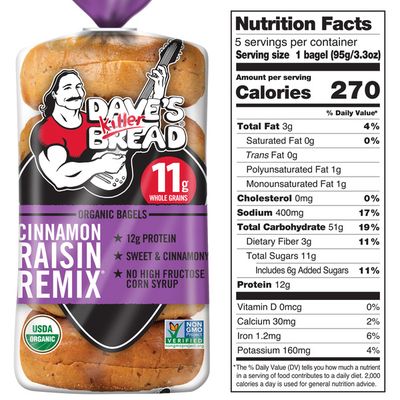 Dave's Killer Bread Cinnamon Raisin Remix Organic Bagels