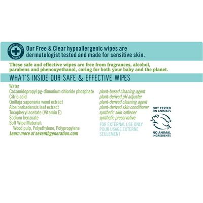 Seventh Generation Baby Wipes With Flip-top Dispenser Free & Clear