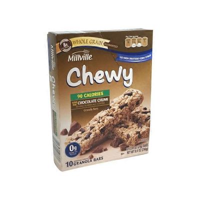 Millville Chocolate Chunk 90 Calorie Low Fat Chewy Granola Bars