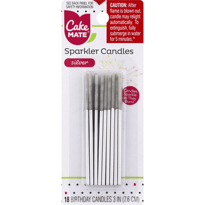 Cake Mate Birthday Candle Sparkler Silver 3 Inch 18 Each Instacart
