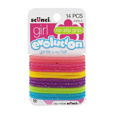Scunci Girl The Evolution No Slip Grip Hair Ties Assorted Color - 14 CT