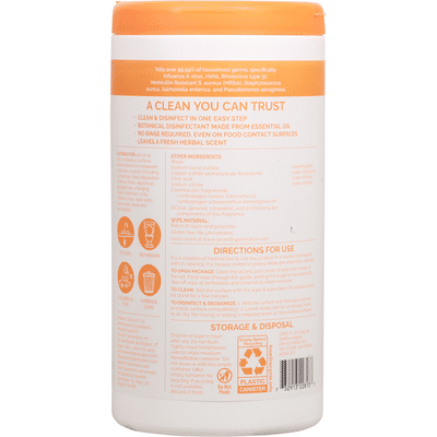 Seventh Generation Disinfecting Multi-surface Wipes Lemongrass Citrus Scent
