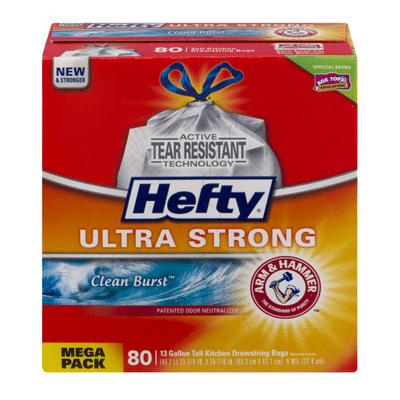 Hefty Ultra Strong Tall Kitchen Drawstring Bags Clean Burst