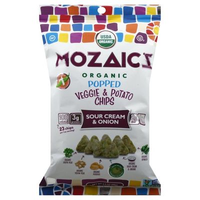 Mozaicz Veggie & Potato Chips, Organic, Popped, Sour Cream & Onion