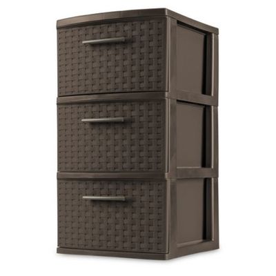 Sterilite Medium Espresso 3 Weave Drawer Tower Storage Unit
