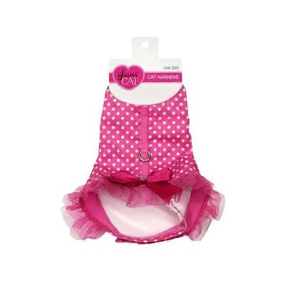 Petco Glam Cat Polka Dot Pink Tutu Cat Harness One Size
