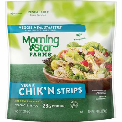 Morning Star Farms Meatless Chicken Strips, Plant Based Protein Vegan Meat, Frozen Meal, Original