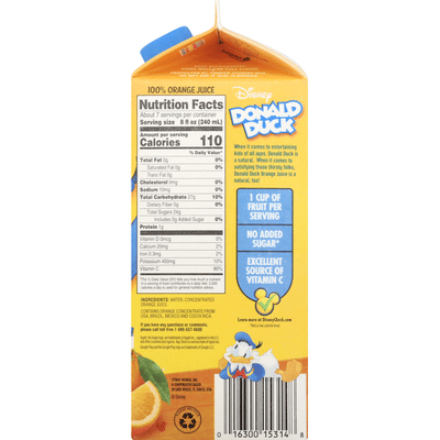 Disney 100% Juice, Orange, No Pulp, Donald Duck