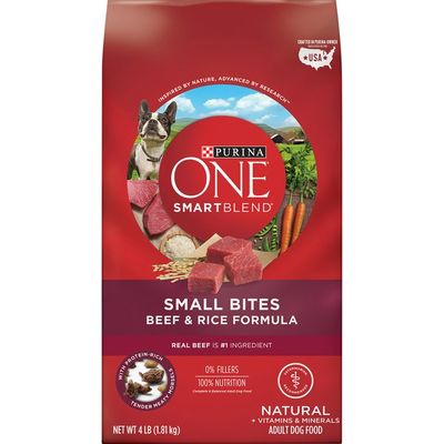 Purina ONE Natural Dry Dog Food, SmartBlend Small Bites Beef & Rice Formula