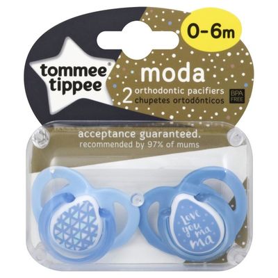 Tommee Tippee Pacifiers, Orthodontic, Moda, 0-6 Months