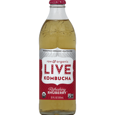 Live Kombucha Kombucha, Soda, Raw & Organic, Refreshing Rhuberry
