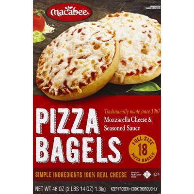 Macabee Pizza Bagels, Mozzarella Cheese & Seasoned Sauce