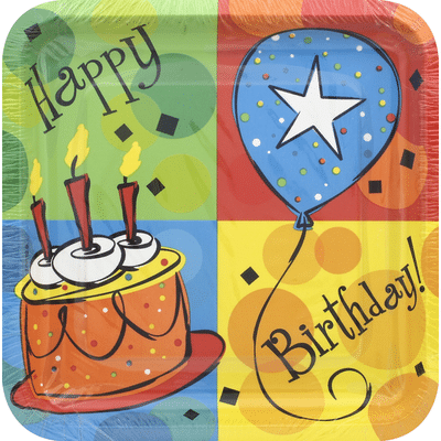 Paper Art Plates, Cake Celebration, 9-1/8 Inch