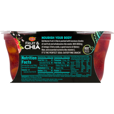 Del Monte Fruit & Chia Peaches in Strawbery Dragonfruit Flavored Chia Plastic Fruit Cup Snacks