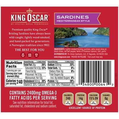 King Oscar Sardines in Olive Oil Mediterranean Style
