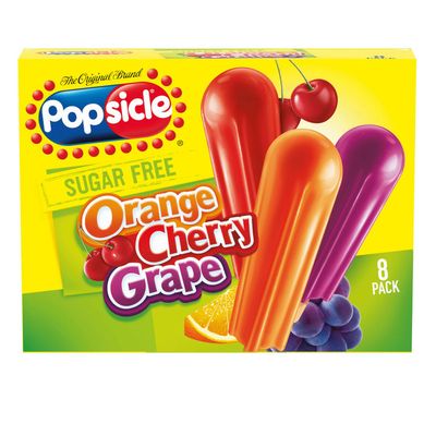 Popsicle Ice Pops Sugar Free Orange Cherry Grape