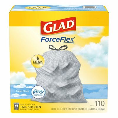 Glad OdorShield Tall Kitchen Drawstring Trash Bags, Febreze Fresh Clean
