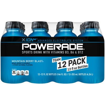 Powerade Mountain Berry Blast, Ion4 Electrolyte Enhanced Fruit Flavored Sports Drink W/ Vitamins B3, B6, And B12, Replenish Sodium, Calcium, Potassium, Magnesium