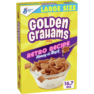 Golden Grahams Breakfast Cereal, Graham Cracker Taste, Whole Grain