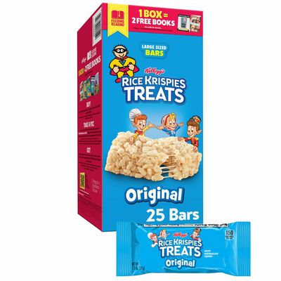 Kellogg's Rice Krispies Treats Large Marshmallow Snack Bars, Kids Snacks, School Lunch, Original