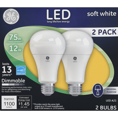 GE Light Bulbs, LED, Soft White, 12 Watts, 2 Pack