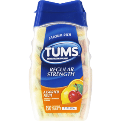 Tums Regular Strength Assorted Fruit Antacid/Calcium Supplement Chewable Tablets - 150 CT