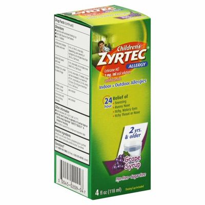 Zyrtec Allergy Syrup, Dye-Free, Sugar-Free Grape