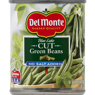 Del Monte Green Beans, Cut, Blue Lake, No Salt Added (8 oz) - Instacart