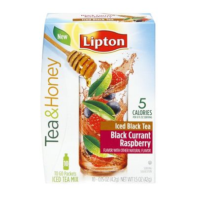 Lipton Tea & Honey Black Currant Raspberry Iced Black Tea To-Go Packets 10 ct
