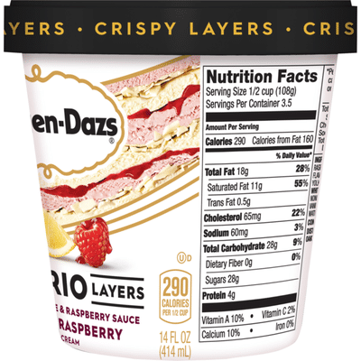 Haagen-Dazs Crispy Trio Layers White Chocolate & Raspberry Sauce, Lemon & Raspberry