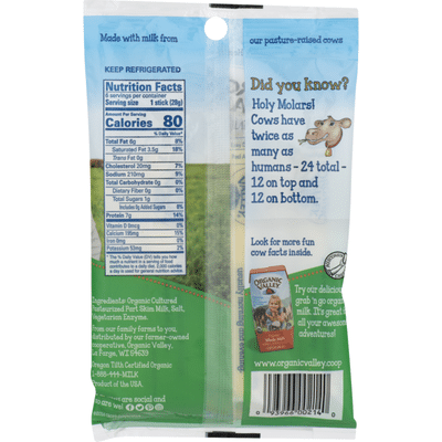 Organic Valley Organic Stringles Low Moisture Part Skim Milk Organic Mozzarella Cheese Sticks