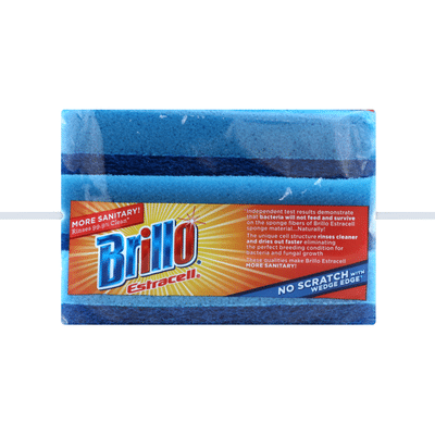 Brillo Scrub Sponge, No Scratch, Estracell, 3 Pack