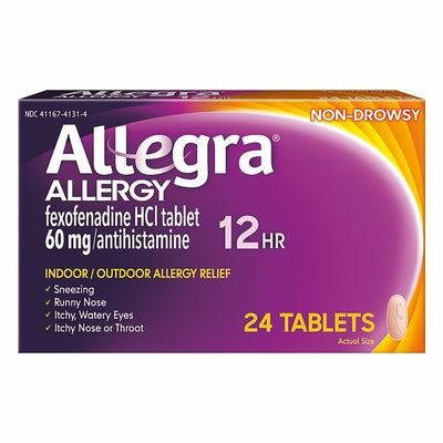 Allegra Allergy Relief, 60 mg, Indoor/Outdoor, 12 Hr, Non-Drowsy, Tablets