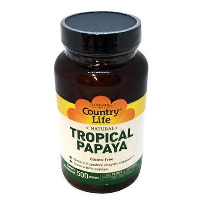 Country Life Tropical Papaya Digestive Enzyme Support Dietary Supplement Chewable Wafers