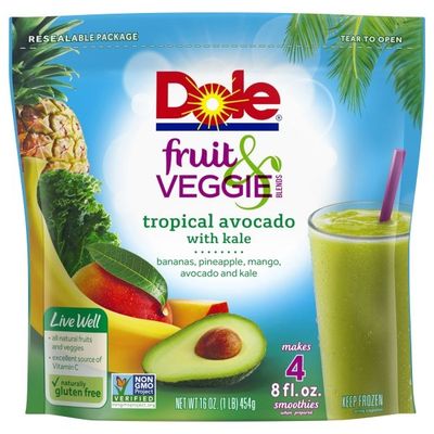 Dole Fruit & Veggie Blends Tropical Avocado with Kale Smoothie Mix