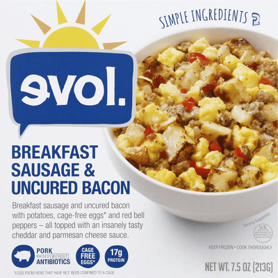 Evol Breakfast Sausage & Bacon, Uncured