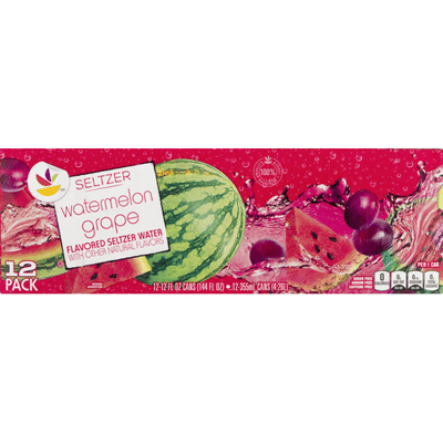 SB Seltzer Water, Sugar Free, Watermelon Grape, 12 Pack