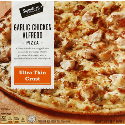 Signature Kitchens Pizza, Ultra Thin Crust, Garlic Chicken Alfredo