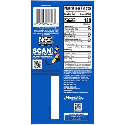 Oreo Mini Chocolate Sandwich Cookies, Original Flavor, 12 Snack Packs