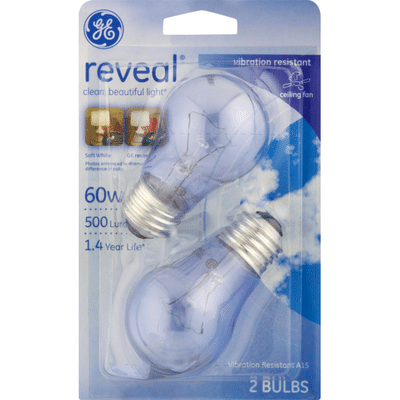 GE Reveal Vibration Resistant Bulbs Ceiling Fan 60W