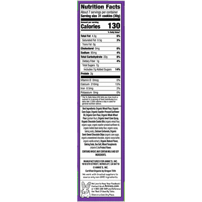 Annie's Organic Whole Grain Chocolate Chip Bunny Graham Snacks